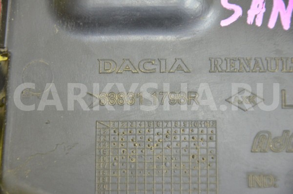 Пыльник двигателя боковой левый Renault Sandero оригинальный номер 638311798R